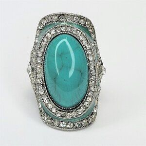 LARGE Adjustable Turquoise Blue Statement Ring Large Fashion Ring